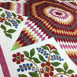 Traditional Lone Star with Floral Accents FINISHED QUILT Must See