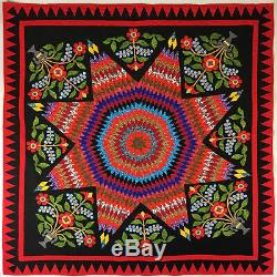 Traditional Lone Star with Floral Accents FINISHED QUILT Must See