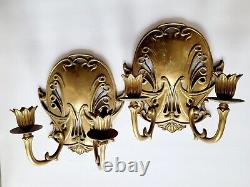 VTG Imported Brass Art Nouveau Twin Candle Sconces-Must See
