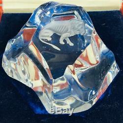 Val St Lambert, Cartier Lion Iceberg Crystal Paperweight withBox MUST SEE