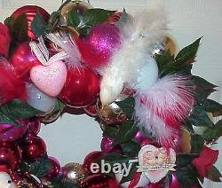 Valentine Ornament Wreath Red, Pink, White Signed Must See