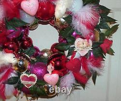 Valentine Ornament Wreath Red, Pink, White Signed Must See