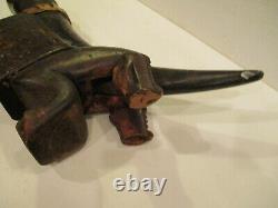 Very Odd Unusual Handmade Wood Carving of Dog Pony Donkey Must See