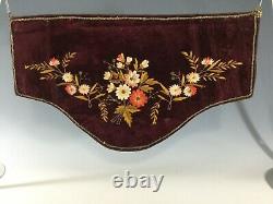 Victorian Burgundy Silk Velvet Embroidered Valance Must see