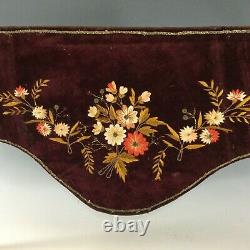 Victorian Burgundy Silk Velvet Embroidered Valance Must see