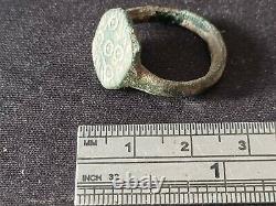 Viking warrior thick bronze ring beautiful patina. A must see description LA128g