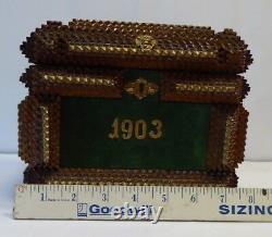 Vintage 1903 Tramp Art Lidded Box. NEATO- very unique piece of art! MUST SEE