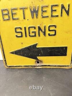 Vintage 1950's Heavy Steel No Parking Between Signs Raised Letters -A MUST SEE