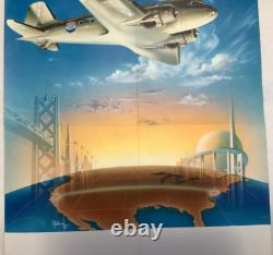 Vintage Airlines travel poster 1941 United Mainliner Aviation Aircraft MUST SEE