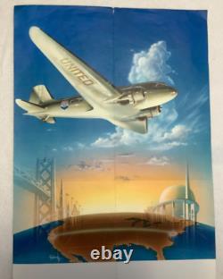 Vintage Airlines travel poster 1941 United Mainliner Aviation Aircraft MUST SEE