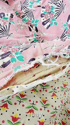 Vintage Antique Handmade Quilt Within A Quilt Reversible MUST SEE 70L x 57 W