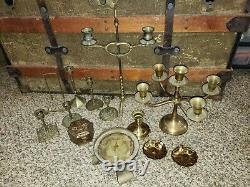 Vintage Brass Candlesticks Candle Holders Mixed Lot Of 13 Must See