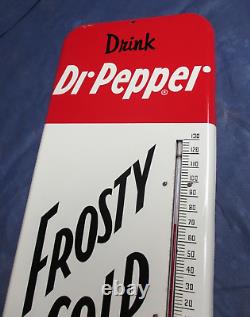 Vintage Dr PEPPER Thermometer FROSTY COLD Soda Sign Non Porcelain TinMUST SEE