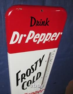 Vintage Dr PEPPER Thermometer FROSTY COLD Soda Sign Non Porcelain TinMUST SEE