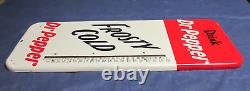 Vintage Dr PEPPER Thermometer FROSTY COLD Soda Sign Non Porcelain TinMUST SEE