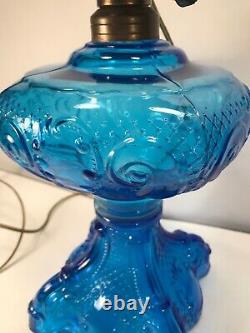 Vintage Electrified Glass Lamp'' Blue Color Must See