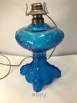 Vintage Electrified Glass Lamp'' Blue Color Must See