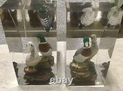 Vintage Estate Pair Of 3-D Mallard Ducks Lucite Bookends WOW MUST SEE