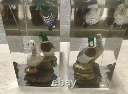 Vintage Estate Pair Of 3-D Mallard Ducks Lucite Bookends WOW MUST SEE