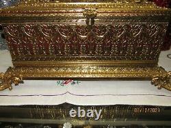 Vintage Globe 24k Gold Plated Jewelry Chest/box Must See