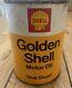 Vintage Golden Shell Motor Oil Quart Can Full Unopened MUST SEE