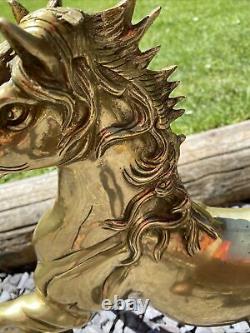 Vintage HUGE 6kg SOLID BRASS Horse/Rearing Stallion Figurine MUST SEE