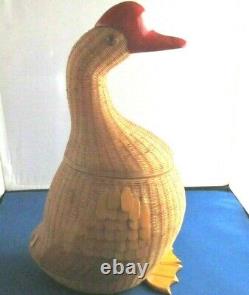 Vintage Handwoven Straw Duck Figure Shanghai Handicrafts WithTag, MUST SEE