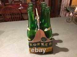 Vintage KORKER LEMON SODA SIX PACK BOTTLES & CARTON! RARE! MUST SEE