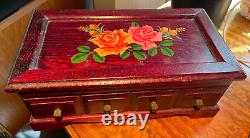 Vintage M. I. M. Lador 4 Love Songs Wooden Music Box made in Japan Art MUST SEE
