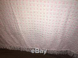 Vintage Morgan Jones Chenille Pink Rosebud Bedspread FULL Great Must See 107x94