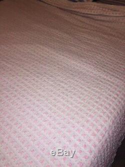 Vintage Morgan Jones Chenille Pink Rosebud Bedspread FULL Great Must See 107x94