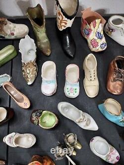 Vintage Ornate Huge Miniature Shoe Lot Collection Too Many To List! Must See