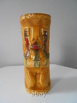 Vintage Pottery Tiki Ashtray Vase Combo Very Unique Drip Glaze Rare Must See