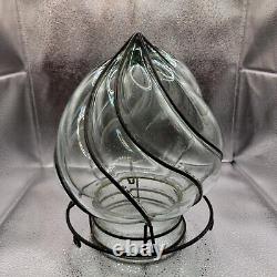 Vintage Rave Murano Style Hand Blown swirl With Metal Frame Must See