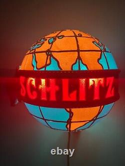 Vintage SCHLITZ Beer MOTION Globe Bar Light Sign! Must SEE VIDEO & Exec. Cond