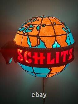 Vintage SCHLITZ Beer MOTION Globe Bar Light Sign! Must SEE VIDEO & Exec. Cond