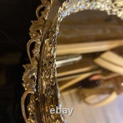 Vintage STACKED BRASS HANDKED vanity tray Regency Era 18x11 Filigree MUST SEE