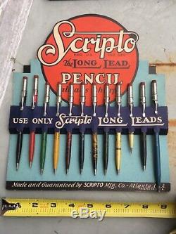 Vintage Scripto Pencil Salesman Sample Kit & Store Display RARE Must See Pics