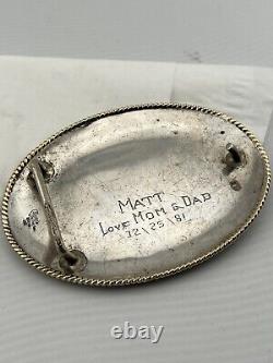 Vintage Smith's Inc. Sterling Silver & 14k Western Belt Buckle (MUST SEE)