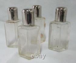 Vintage Very Nice 4 Rhomboidal Perfume Bottles, Travel Set, Very Good, Must See
