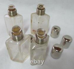 Vintage Very Nice 4 Rhomboidal Perfume Bottles, Travel Set, Very Good, Must See