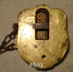 Vintage Very Rare Shape Old Brass Pad Lock Working Condition Must See