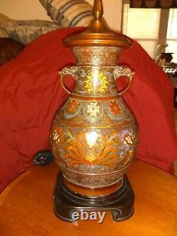 Vintage Wildwood Alloy Chinese Vase Table Lamp Hand Finished Bronze, must see