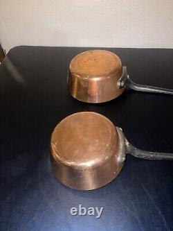 Vintage copper cookware Set made in france 7 & 8 Sauce Pans Must See