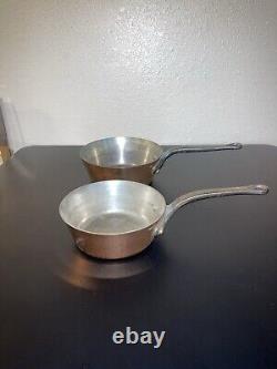 Vintage copper cookware Set made in france 7 & 8 Sauce Pans Must See