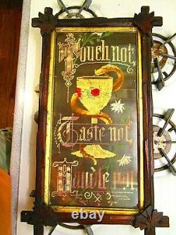 Vintage punched paper needlework motto Rare snake with chalice must see