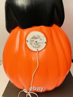Vtg. Halloween Blow Mold Black Cat on Pumpkin Carolina Enterprises A MUST SEE