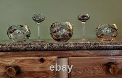Vtg RETIRED PartyLite MOSAIC Glass Candle Holder LOT 5PC SET BEAUTIFUL MUST SEE