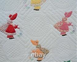 WOW Vintage Unused PA Handmade Queen Quilt Rare Detailed Bonnet Girls Must See