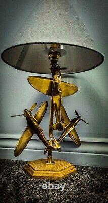 WW2 TRENCH ART MUST SEE! Brass Spitfire Trio Lamp RAF Vintage Unique